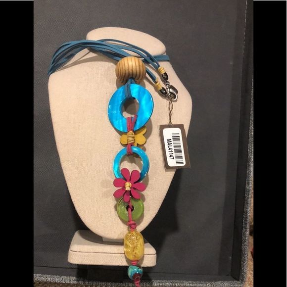 TRESKA Modern Abstract Multicolor MultiMedia Necklace NWT - Picture 7 of 9